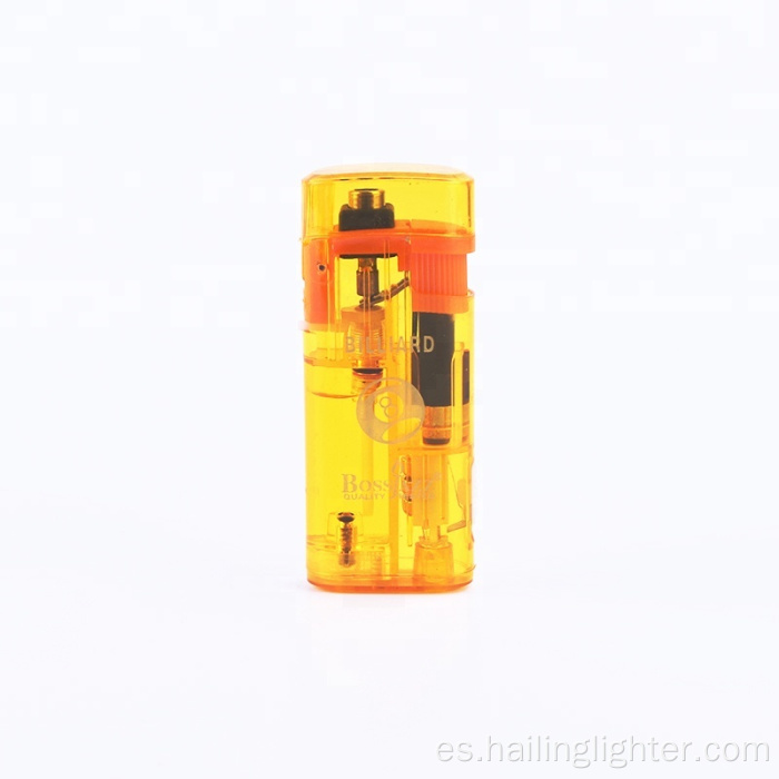 Encendedor de cigarrillos transparente LED recargable con llama a prueba de viento